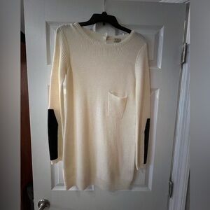 Cremieux sweater with leather sleeve detail